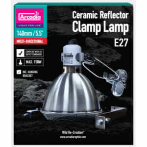 Arcadia Reflector Met Klem En Keramische E27 Fitting 14 CM Rvs Kleur