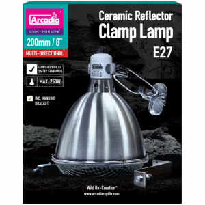 Arcadia Reflector Met Klem En Keramische E27 Fitting 20 CM Rvs Kleur